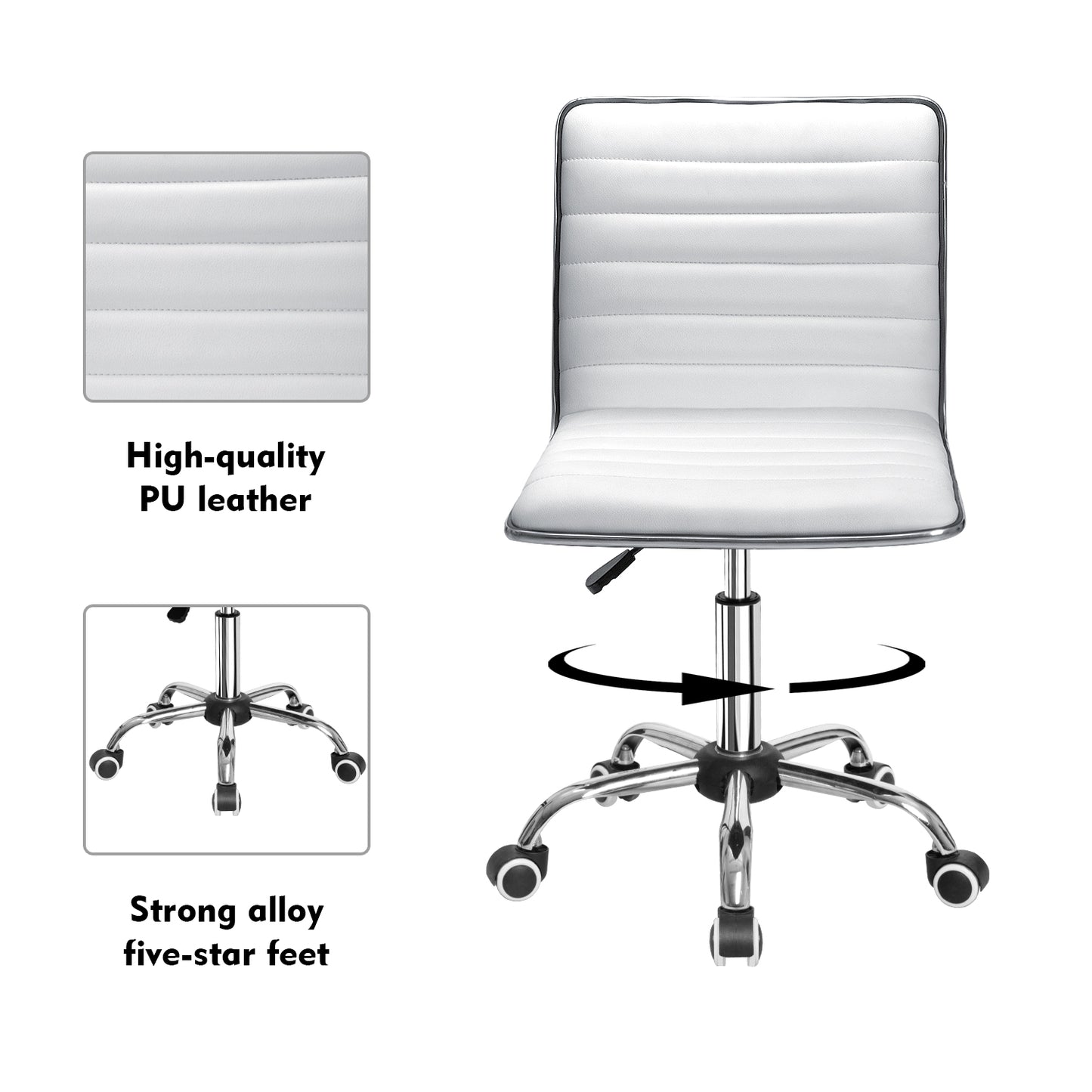 Furmax Mid Back Faux Leather Office Desk Computer Task Chair, with Armless
