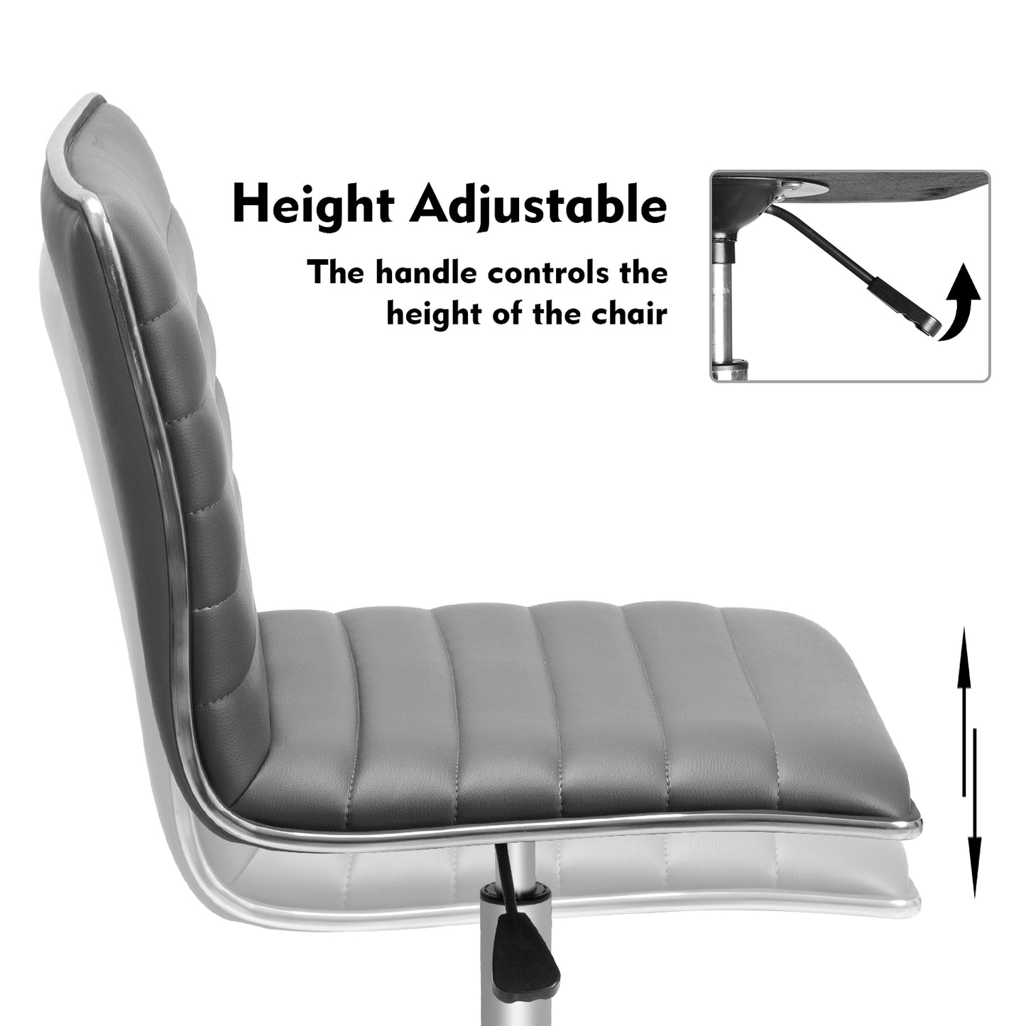Furmax Mid Back Faux Leather Office Desk Computer Task Chair, with Armless