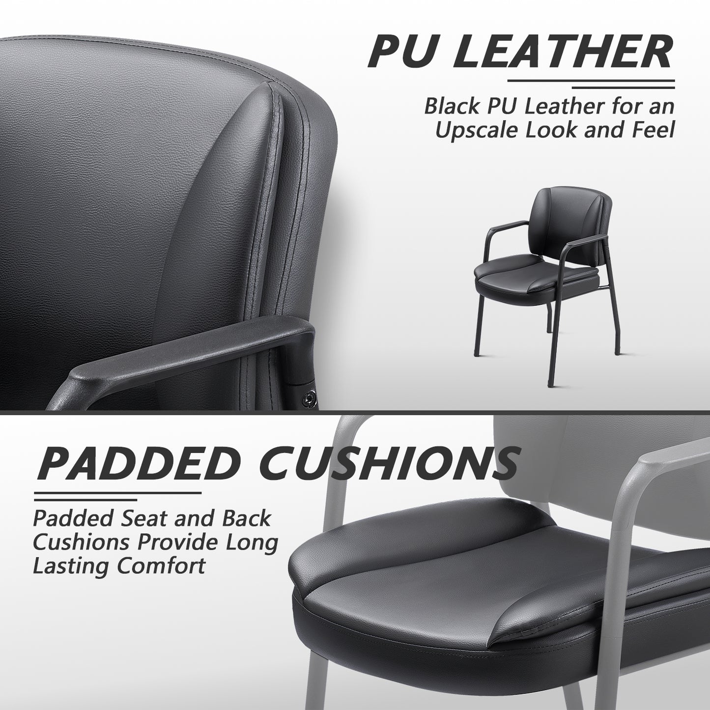 Furmax Office Reception Chairs Waiting Room Guest Chairs with Armrest Set of 2 (Black)