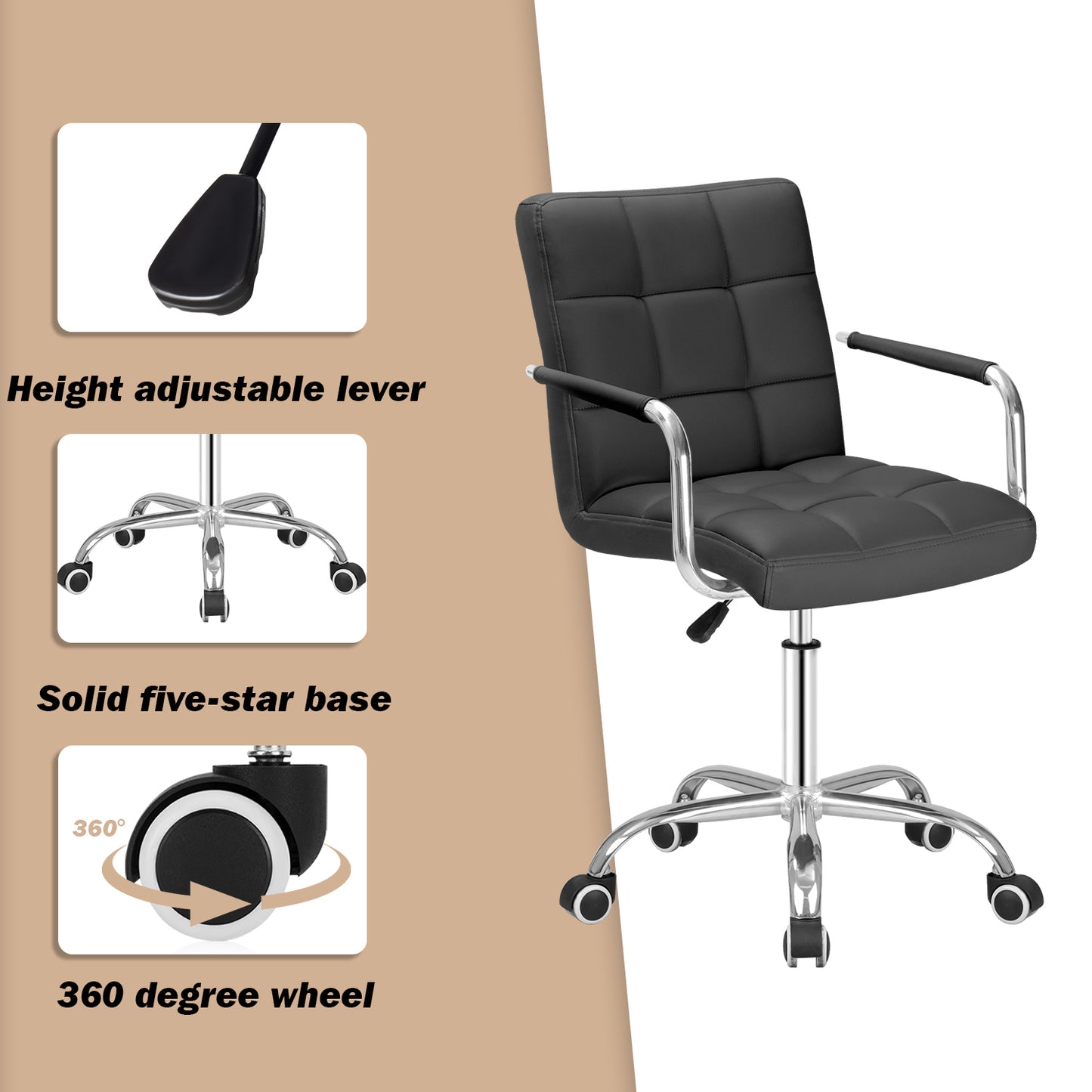 Furmax Task Chair with Swivel & Adjustable Height, 260 lb. Capacity