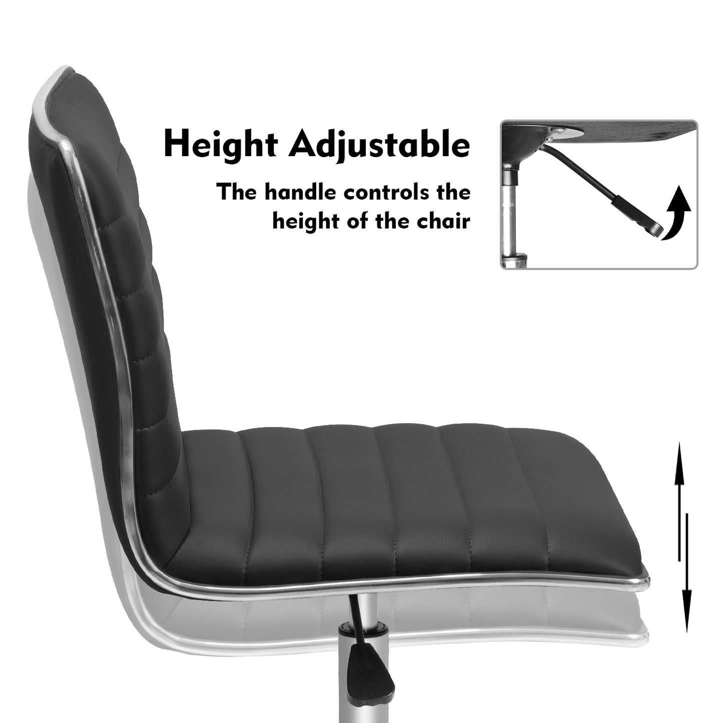 Furmax Mid Back Faux Leather Office Desk Computer Task Chair, with Armless