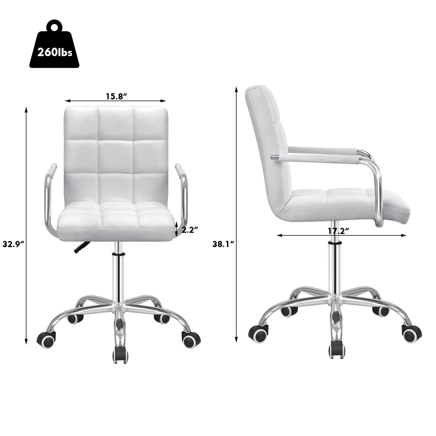Furmax Task Chair with Swivel & Adjustable Height, 260 lb. Capacity
