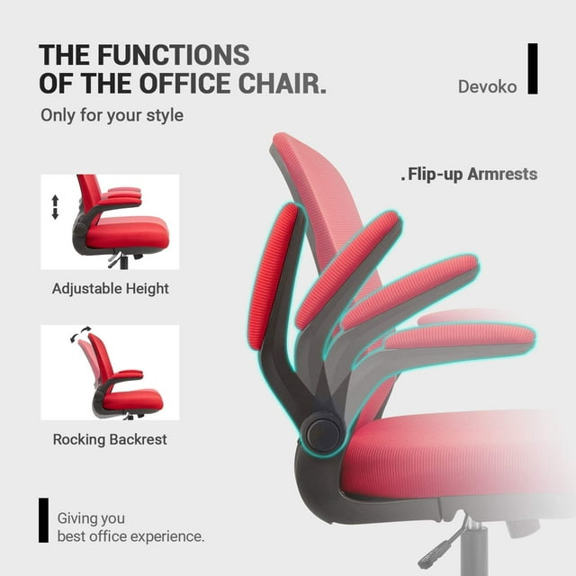 Furmax Office Chair Mesh Desk Chair with Adjustable Arms Ergonomic Computer Chair Rolling Chair with Back and Lumbar Support