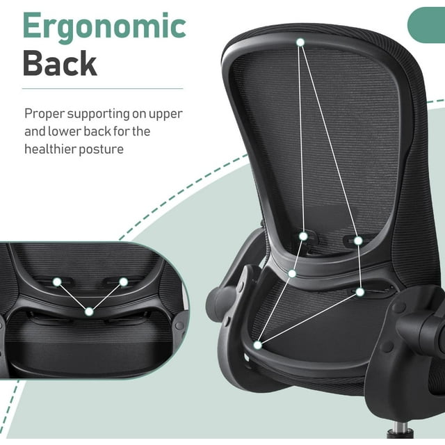 Furmax Office Chair Mesh Desk Chair with Adjustable Arms Ergonomic Computer Chair Rolling Chair with Back and Lumbar Support