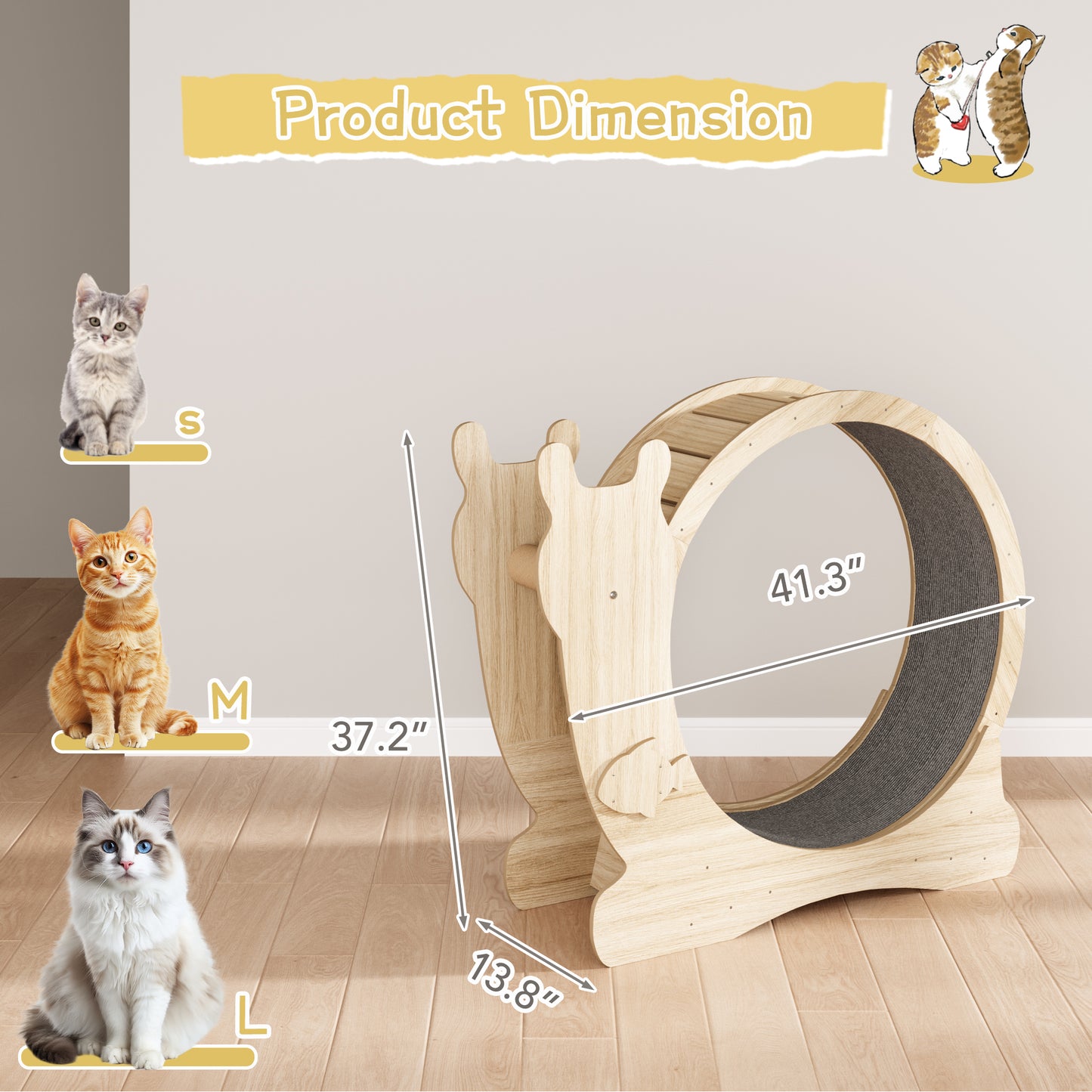 Furmax Cat Indoor Exercise Wheel Cat Running Wheel with Carpeted Runway