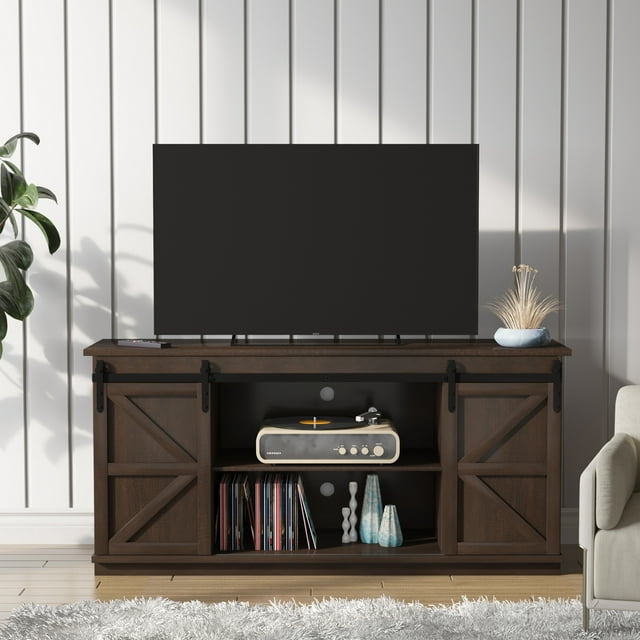 Furmax Modern Farmhouse Barn Door TV Stand for TVs up to 65"