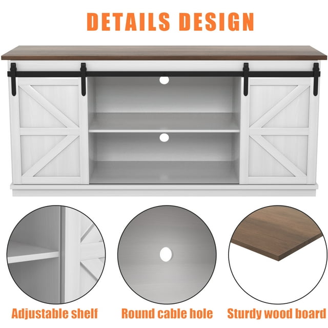 Furmax Modern Farmhouse Barn Door TV Stand for TVs up to 65"