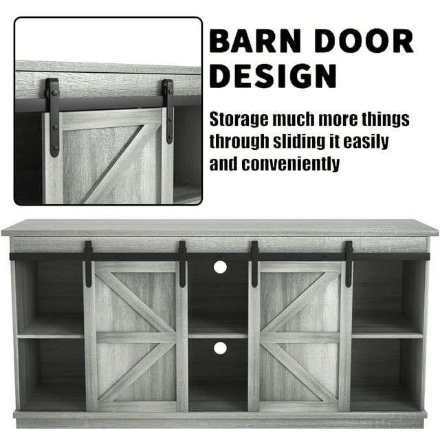 Furmax Modern Farmhouse Barn Door TV Stand for TVs up to 65"