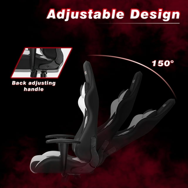 Furmax High-Back Gaming Office Chair Ergonomic Racing Style Adjustable Height Executive Computer Chair with Adjustable Headrest and Lumbar Pillow