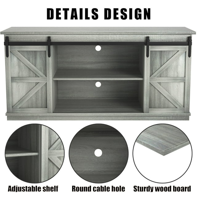 Furmax Modern Farmhouse Barn Door TV Stand for TVs up to 65"