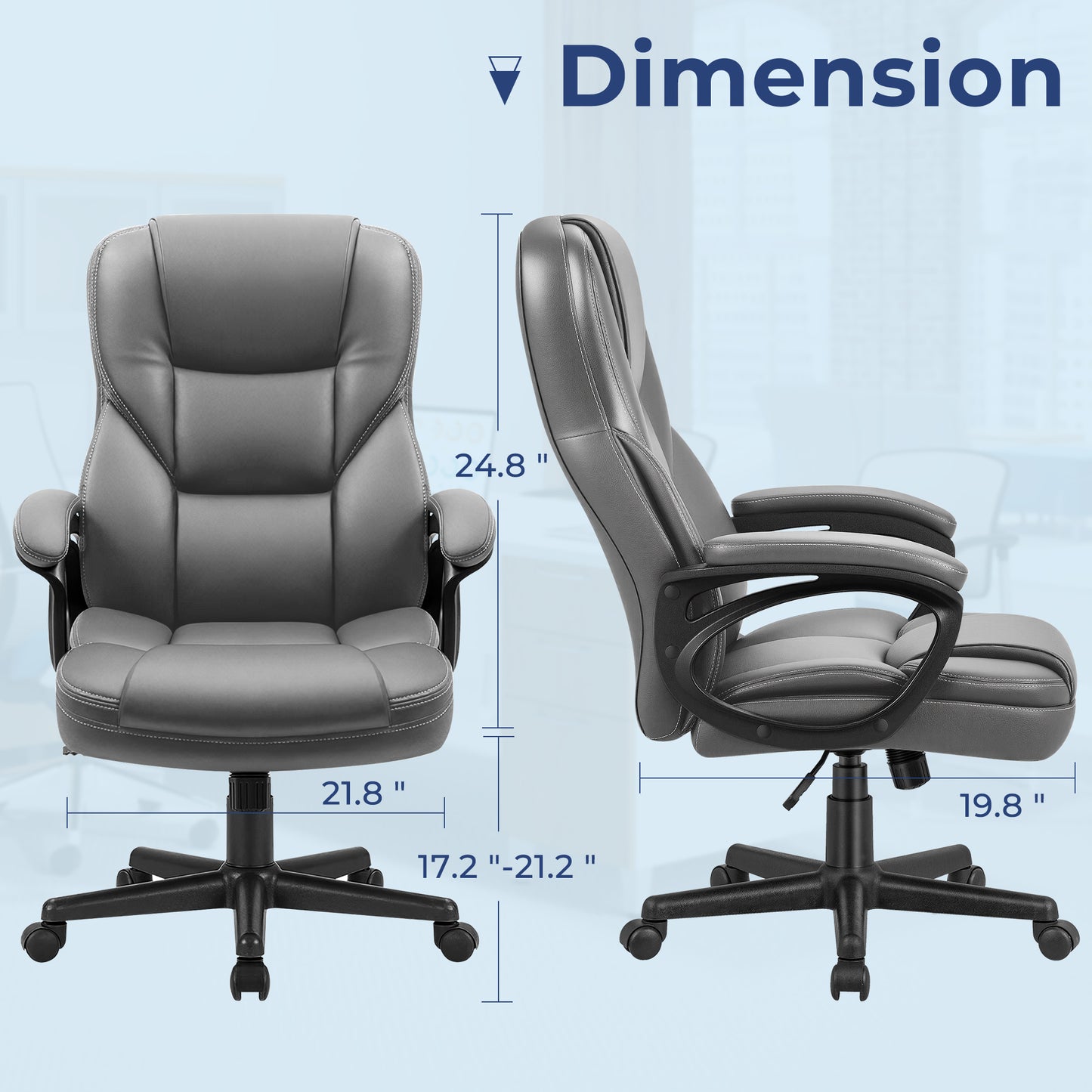 Furmax High-back Executive Office Chair With Lumbar Support Height Adjustable Swivel Seat PU Leather