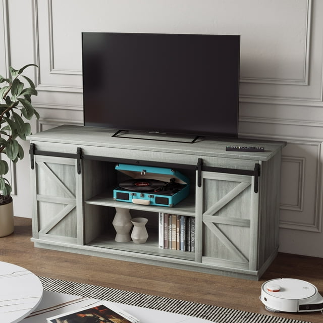 Furmax Modern Farmhouse Barn Door TV Stand for TVs up to 65"