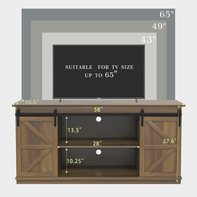 Furmax Modern Farmhouse Barn Door TV Stand for TVs up to 65"