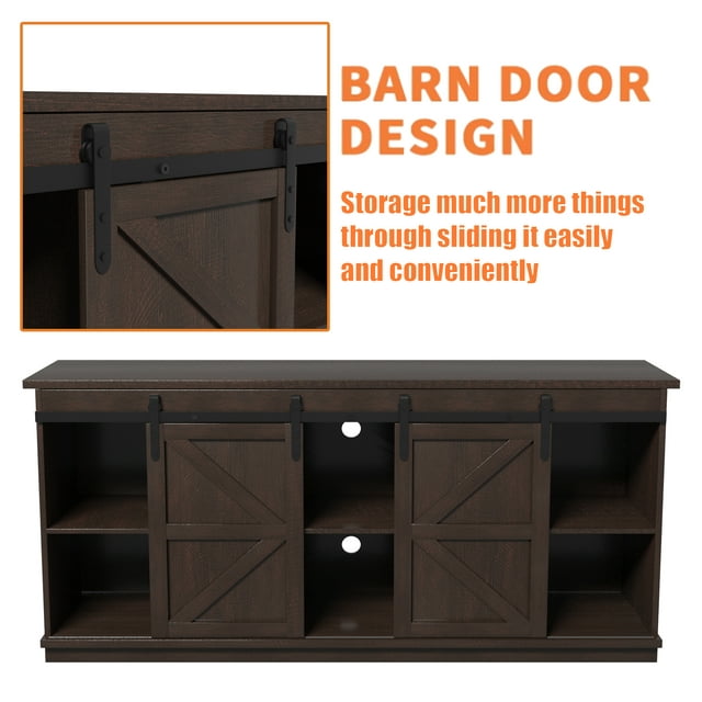Furmax Modern Farmhouse Barn Door TV Stand for TVs up to 65"
