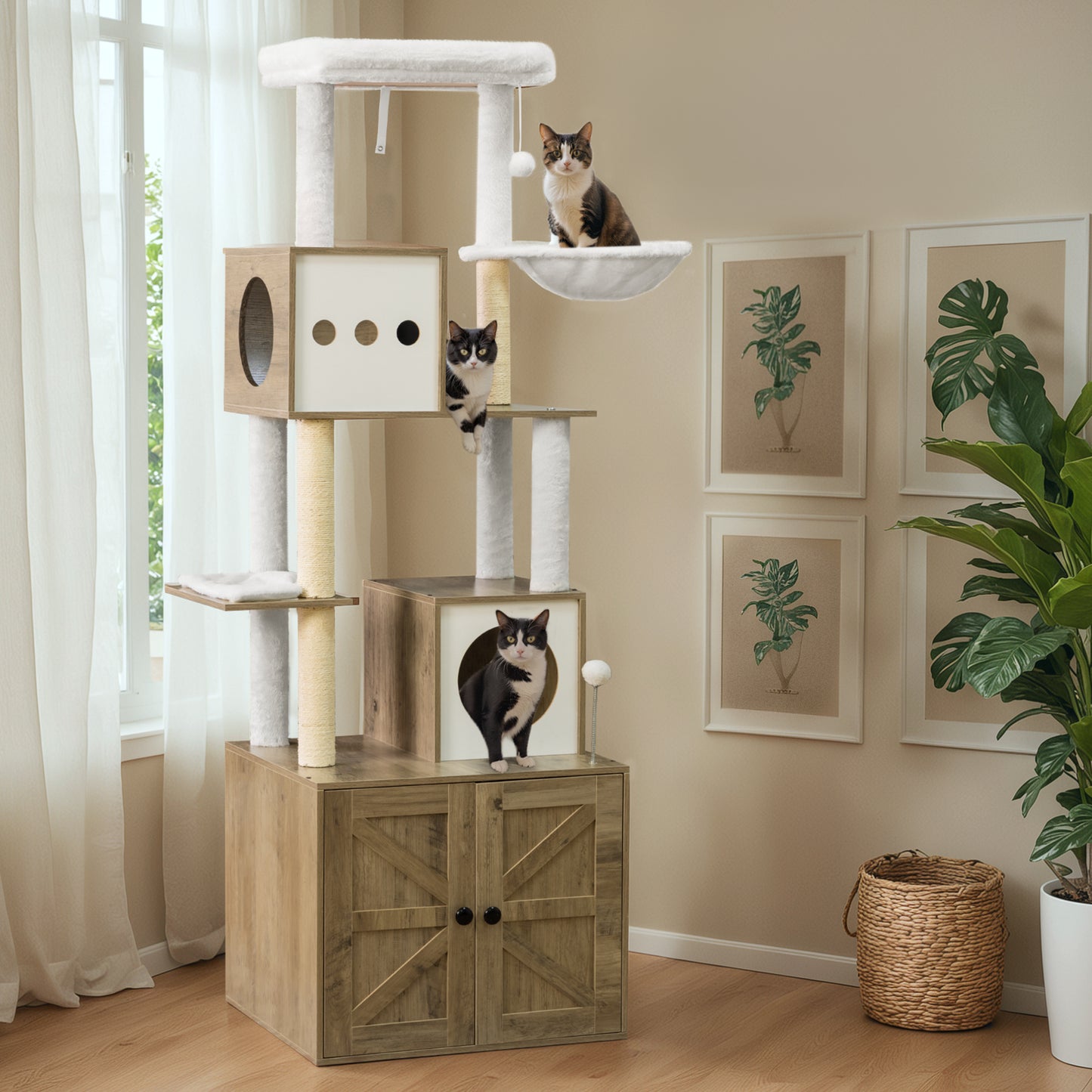 FURMAX Cat Tree for All Indoor Cats Large Cat Tower Condo with Sisal Scratching Post