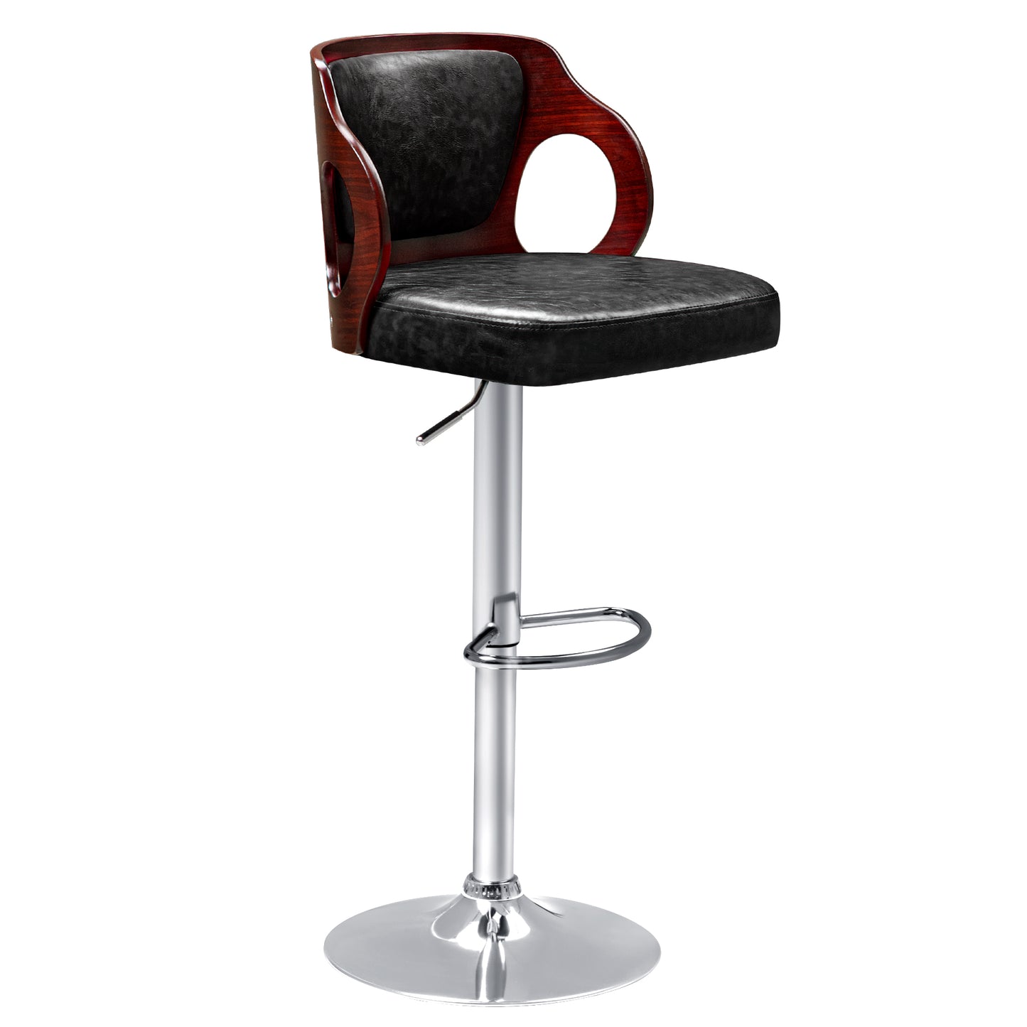 Furmax Bar stools PU Leather Modern Double Material Armless Chairs with Footrest Adjustable Barstool with Back for Kitchen Living Room Pub