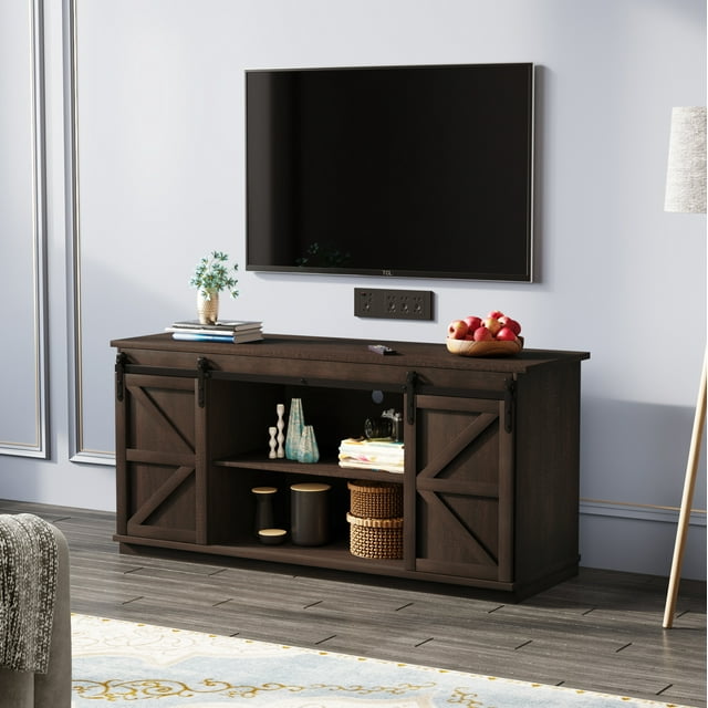 Furmax Modern Farmhouse Barn Door TV Stand for TVs up to 65"