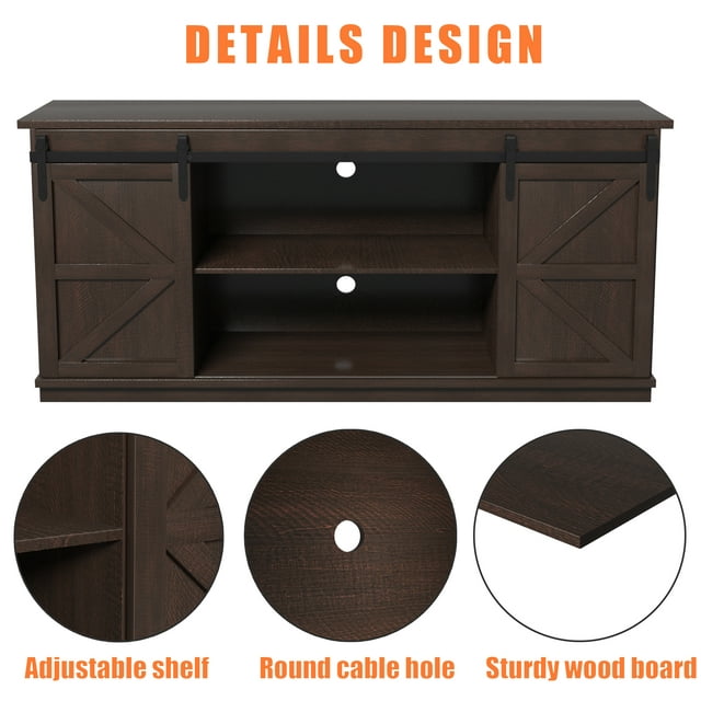 Furmax Modern Farmhouse Barn Door TV Stand for TVs up to 65"