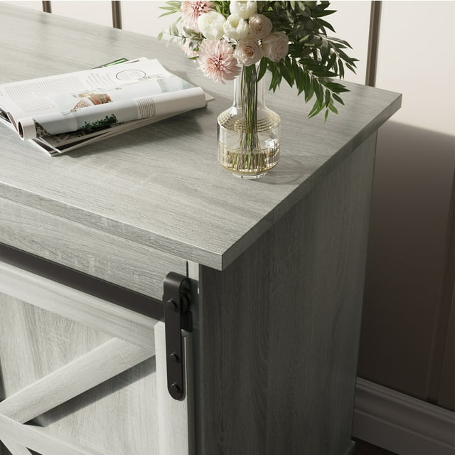 Furmax Modern Farmhouse Barn Door TV Stand for TVs up to 65"