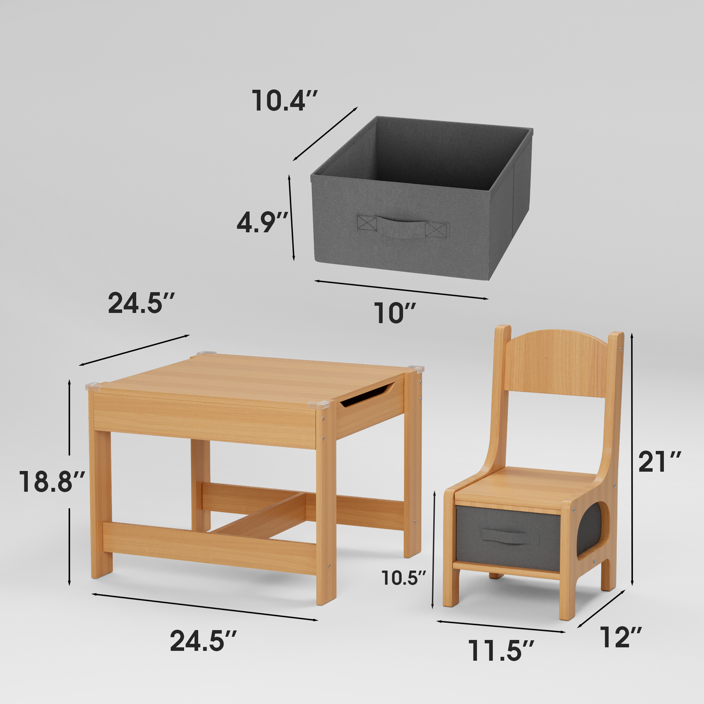 Furmax Children Table and Chair Set, 3 in 1 Wooden Activity Table and Chair Set with 2 in 1 Detachable Tabletop Table Storage Drawer for Home Nursery Playroom