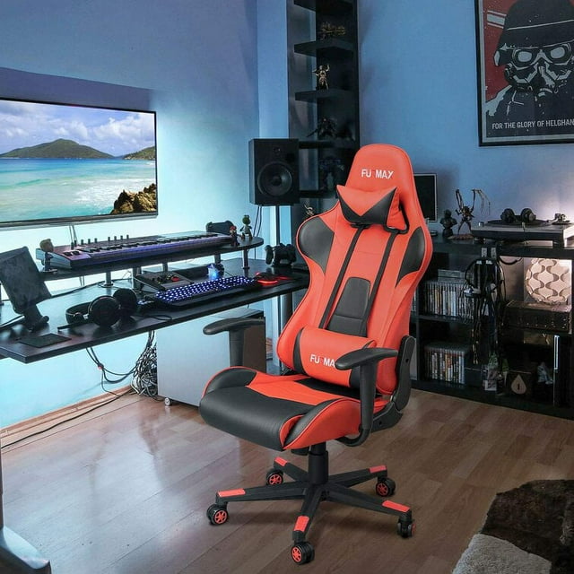 Furmax High-Back Gaming Office Chair Ergonomic Racing Style Adjustable Height Executive Computer Chair with Adjustable Headrest and Lumbar Pillow