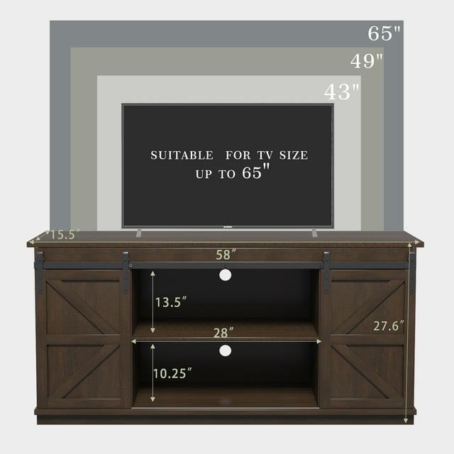 Furmax Modern Farmhouse Barn Door TV Stand for TVs up to 65"