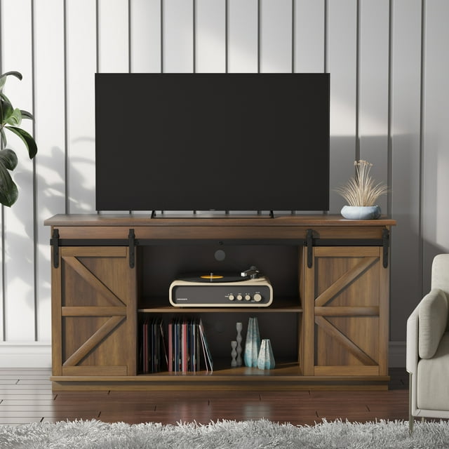 Furmax Modern Farmhouse Barn Door TV Stand for TVs up to 65"