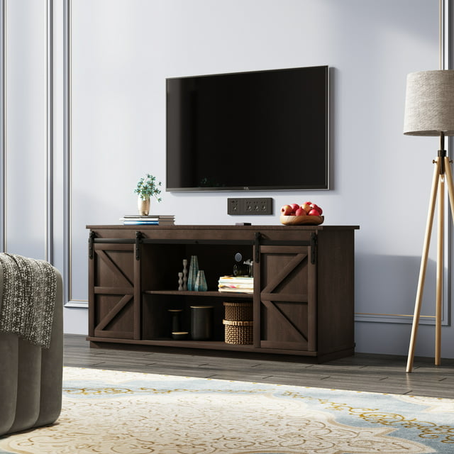 Furmax Modern Farmhouse Barn Door TV Stand for TVs up to 65"
