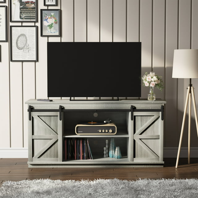 Furmax Modern Farmhouse Barn Door TV Stand for TVs up to 65"