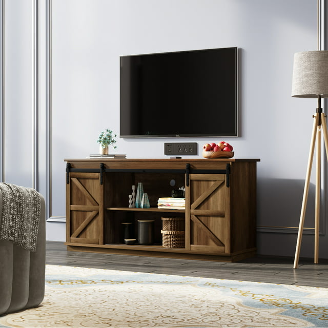 Furmax Modern Farmhouse Barn Door TV Stand for TVs up to 65"
