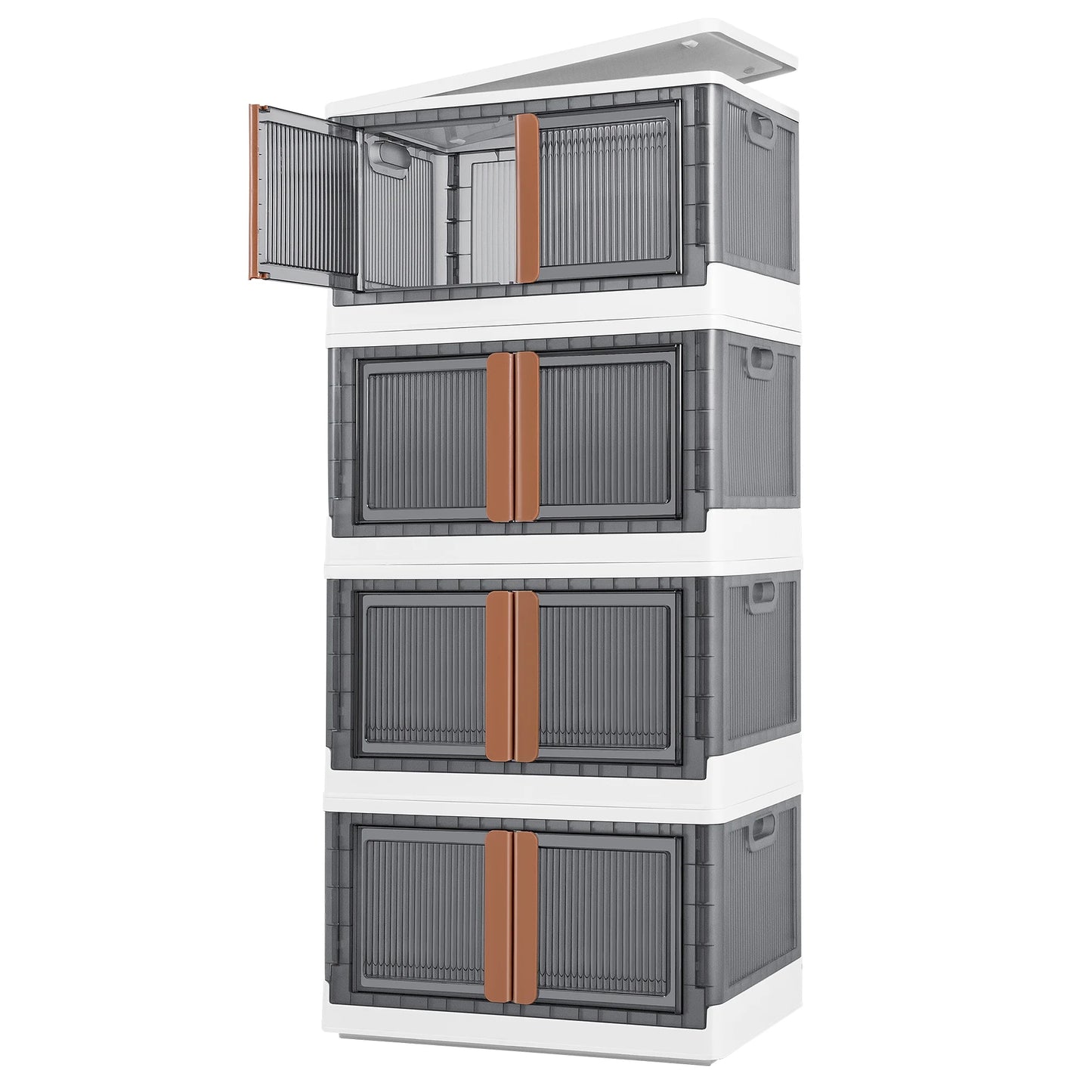 Furmax Storage Bins with Lids Collapsible Storage Cabinet for Closet Organizers, Plastic Container for Clothes, Books, Toys Stackable Storage Box with Wheels for Home, Dorm