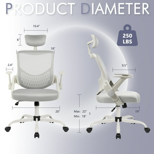 Furmax Office Chair with Lumbar Support Breathable Mesh Ergonomic Office Chair Adjustable Height Computer Chair with Armrests & Casters