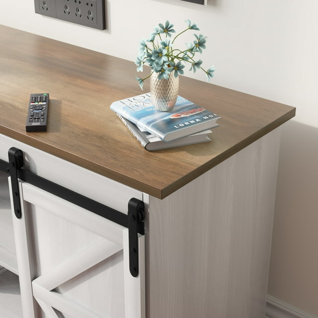 Furmax Modern Farmhouse Barn Door TV Stand for TVs up to 65"