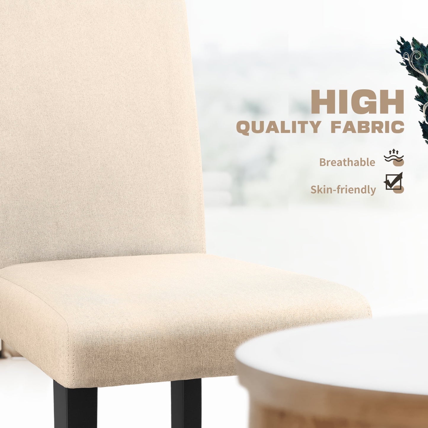 Furmax 4-Piece Upholstered Dining Chair with Wooden Legs, Fabric