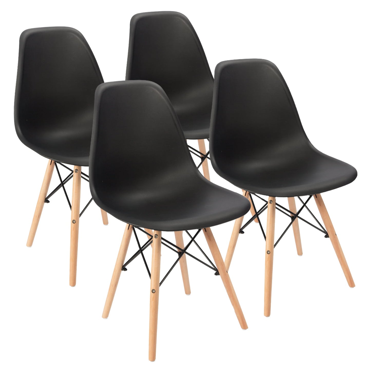 Furmax Pre Assembled Style Mid Century Modern DSW Shell Lounge Plastic Kitchen, Dining, Bedroom, Living Room Side Chairs Set of 4