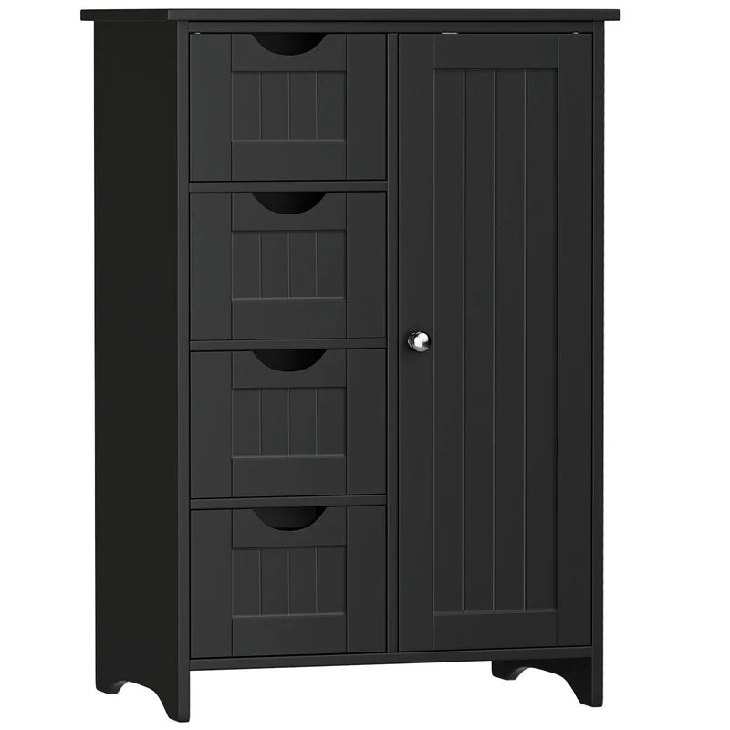 Furmax Wooden Storage Cabinet, Featuring a Freestanding Design with Four Drawers and One Cupboard, Ideal for Organizing Spaces in Homes, Office, Bathrooms, Entryways, and Kitchens