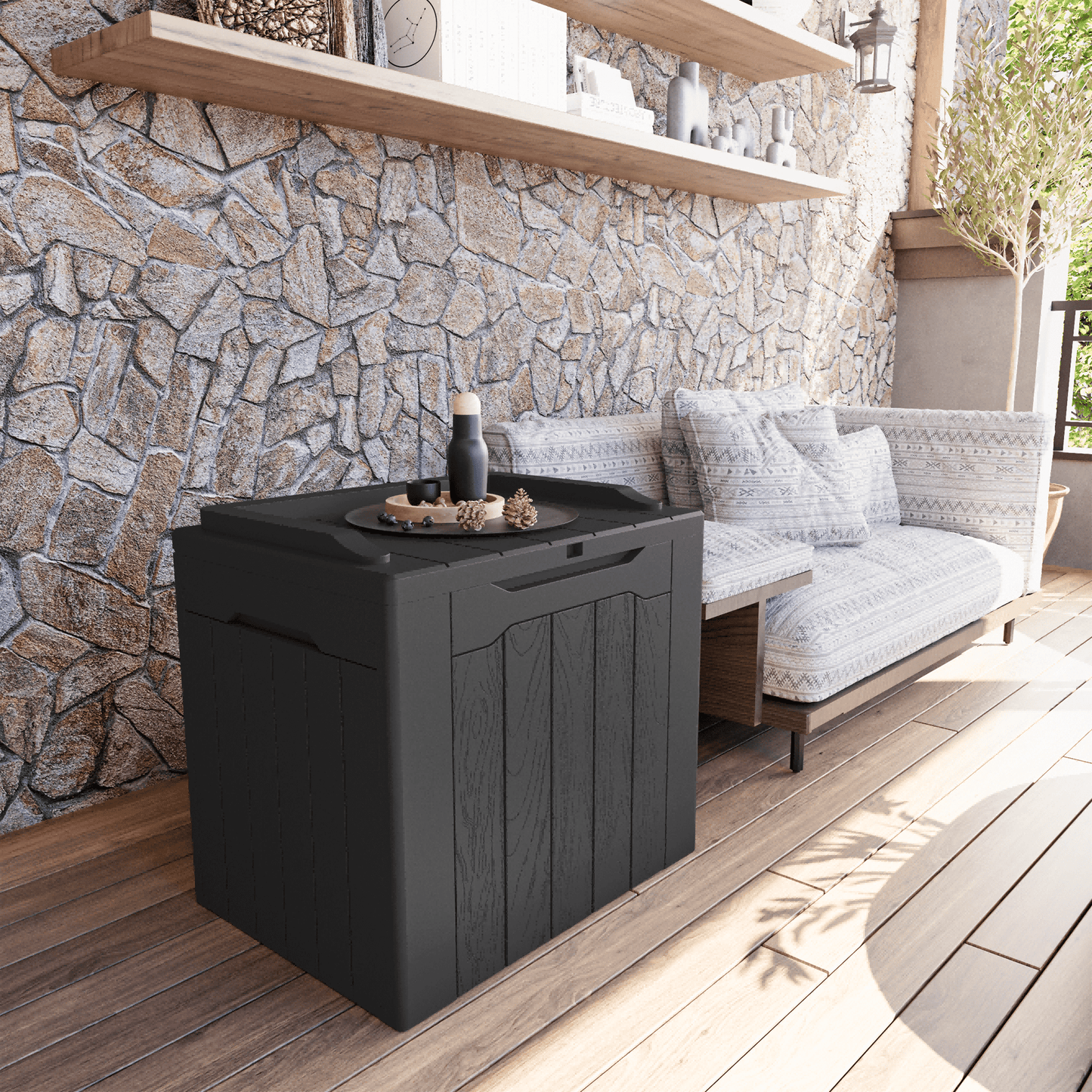 Furmax 31 Gallon Deck Box Outdoor Storage Box Patio Storage Furniture