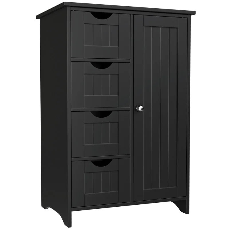 Furmax Wooden Storage Cabinet, Featuring a Freestanding Design with Four Drawers and One Cupboard, Ideal for Organizing Spaces in Homes, Office, Bathrooms, Entryways, and Kitchens