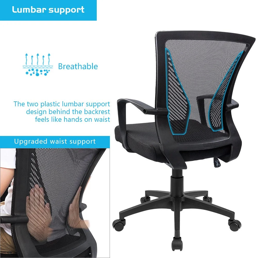 Furmax Mid Back Home Office Chair Mesh Desk Chair Ergonomic Swivel Task Chair with Lumbar Support