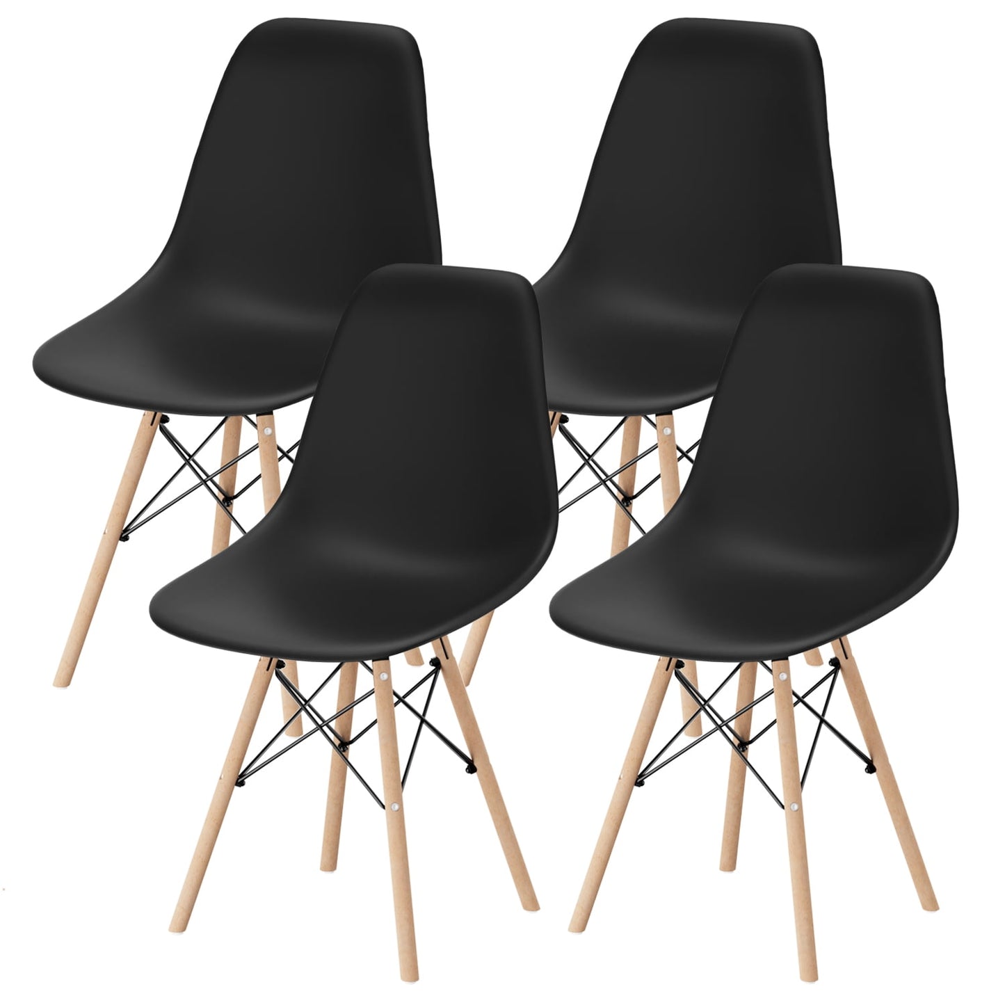 Furmax Pre Assembled Style Mid Century Modern DSW Shell Lounge Plastic Kitchen, Dining, Bedroom, Living Room Side Chairs Set of 4
