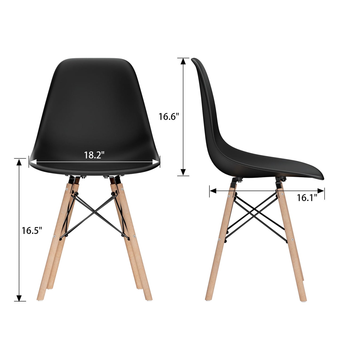Furmax Pre Assembled Style Mid Century Modern DSW Shell Lounge Plastic Kitchen, Dining, Bedroom, Living Room Side Chairs Set of 4