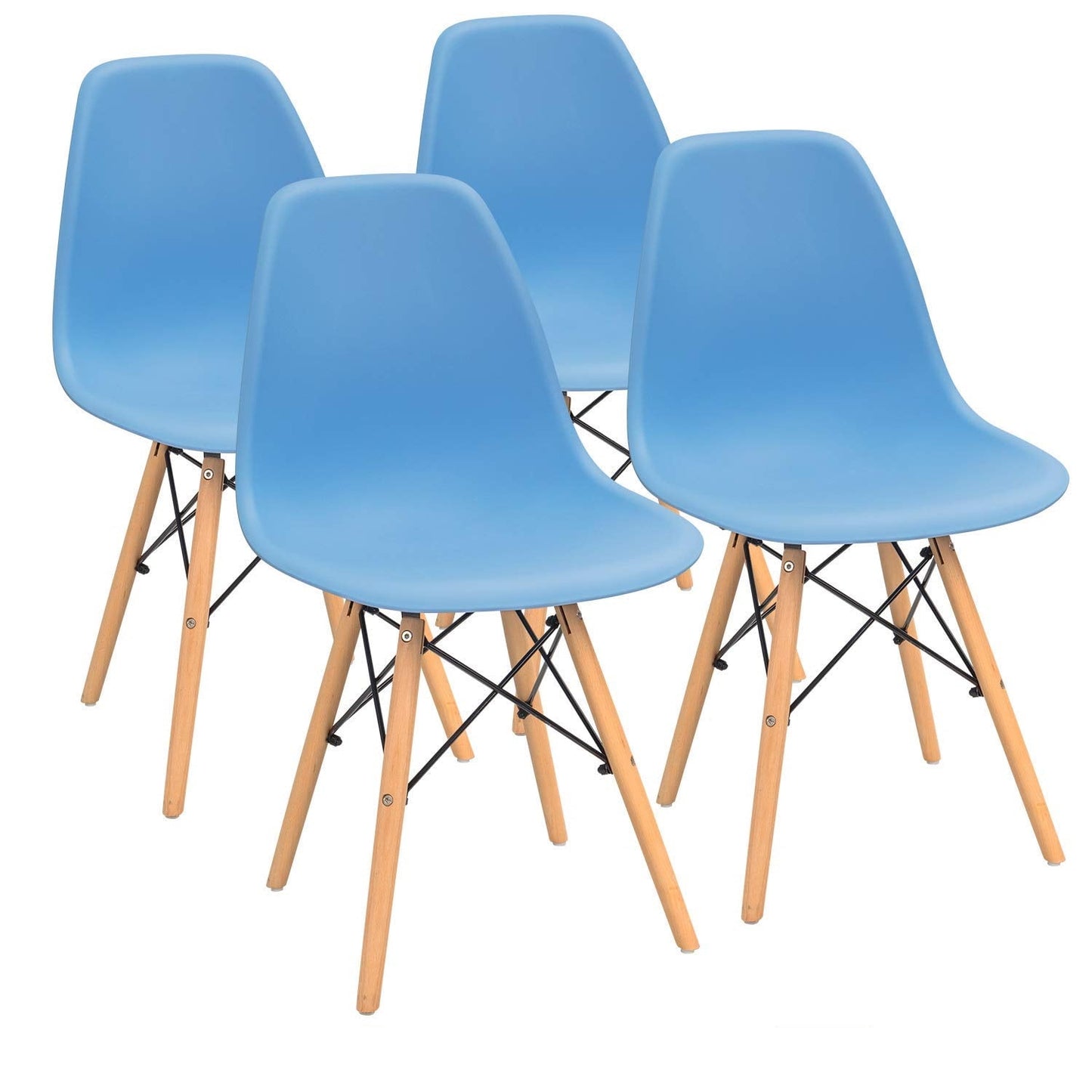 Furmax Pre Assembled Style Mid Century Modern DSW Shell Lounge Plastic Kitchen, Dining, Bedroom, Living Room Side Chairs Set of 4