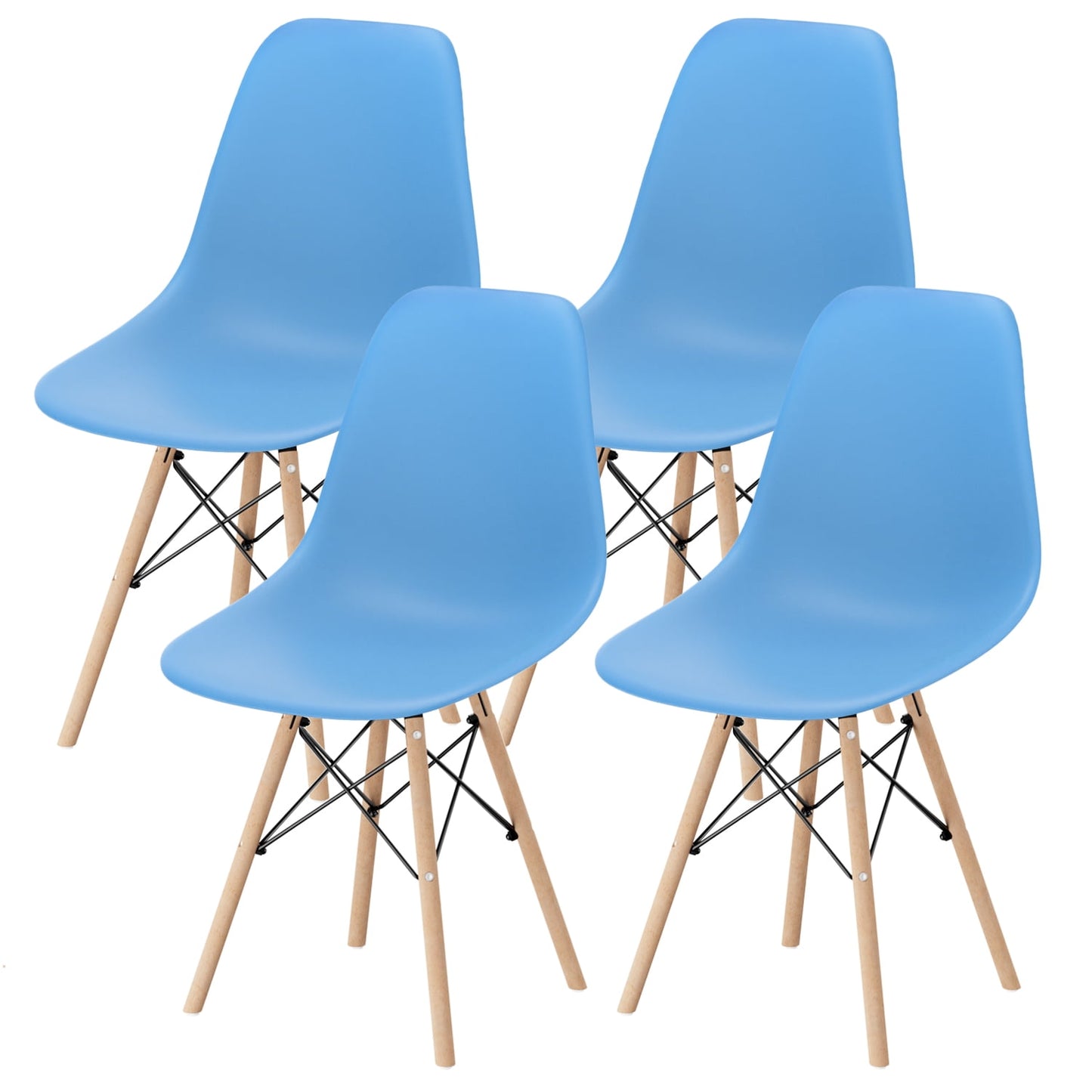 Furmax Pre Assembled Style Mid Century Modern DSW Shell Lounge Plastic Kitchen, Dining, Bedroom, Living Room Side Chairs Set of 4