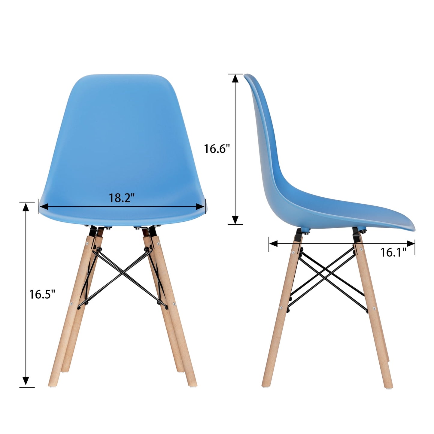 Furmax Pre Assembled Style Mid Century Modern DSW Shell Lounge Plastic Kitchen, Dining, Bedroom, Living Room Side Chairs Set of 4