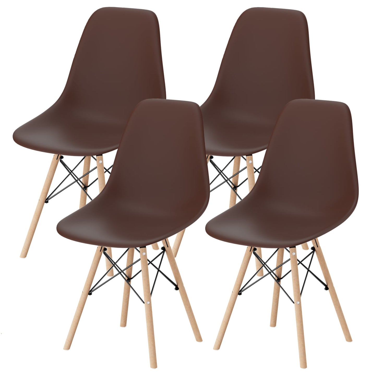 Furmax Pre Assembled Style Mid Century Modern DSW Shell Lounge Plastic Kitchen, Dining, Bedroom, Living Room Side Chairs Set of 4