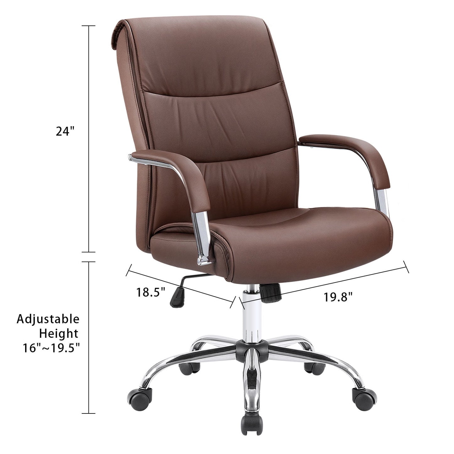 Furmax Office Chair Pu Leather Material Ergonomic 360 Degree Rotatable Waist Support, Leather Wrapped Armrest