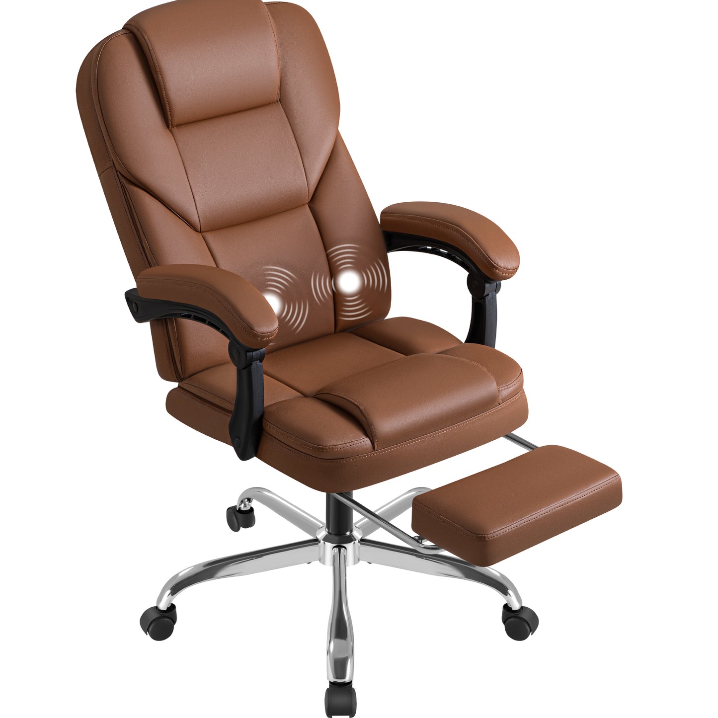 Furmax Reclining Computer Chair Ergonomic Executive Office Chair Height Adjustable Leather Chair With Armsrests
