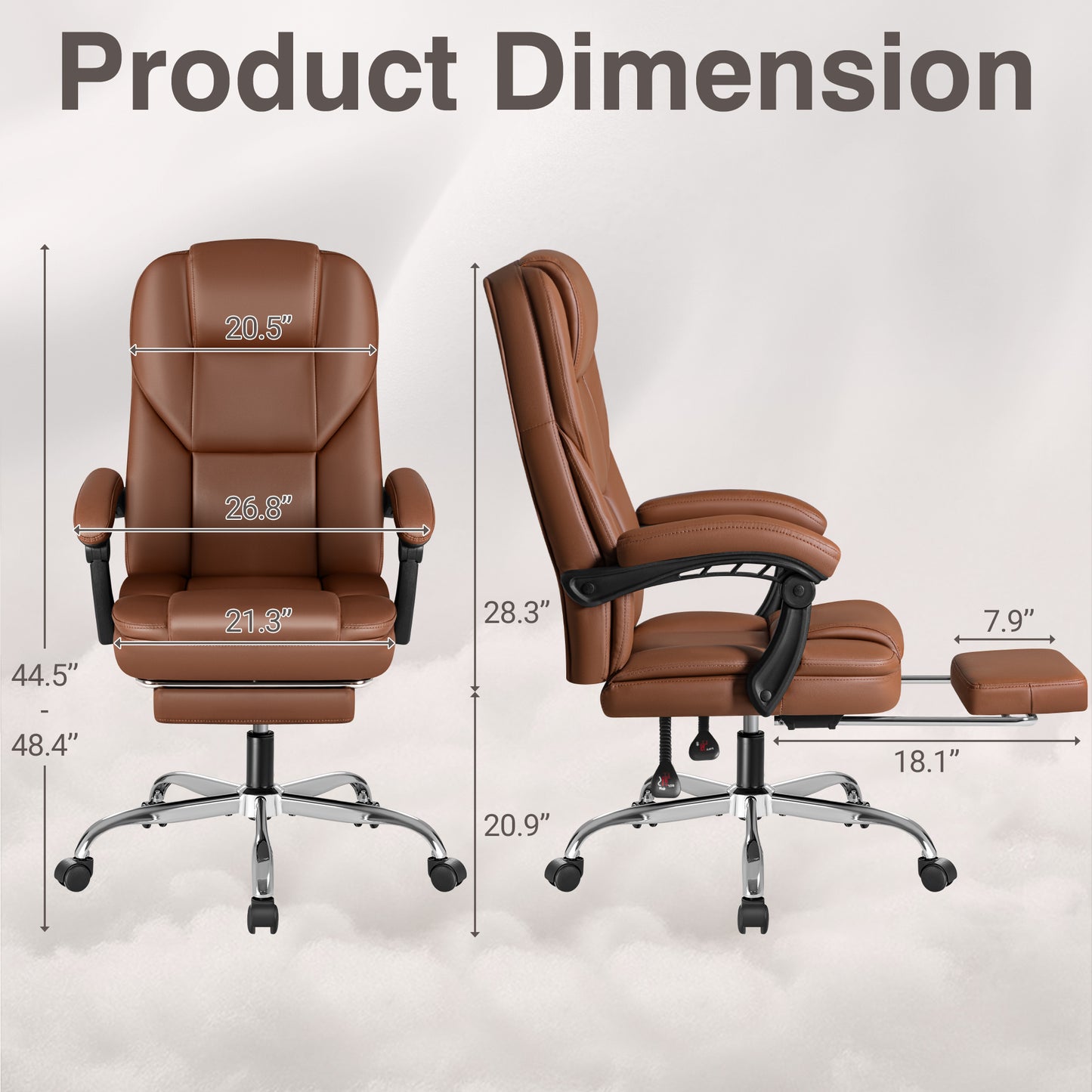 Furmax Reclining Computer Chair Ergonomic Executive Office Chair Height Adjustable Leather Chair With Armsrests