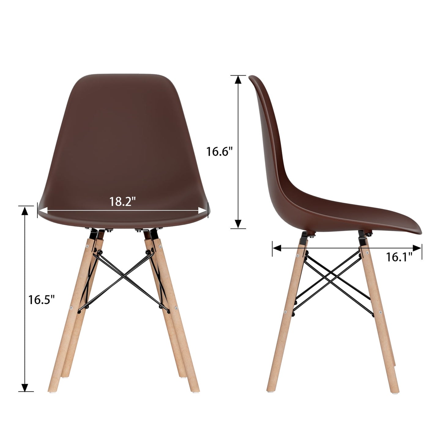 Furmax Pre Assembled Style Mid Century Modern DSW Shell Lounge Plastic Kitchen, Dining, Bedroom, Living Room Side Chairs Set of 4