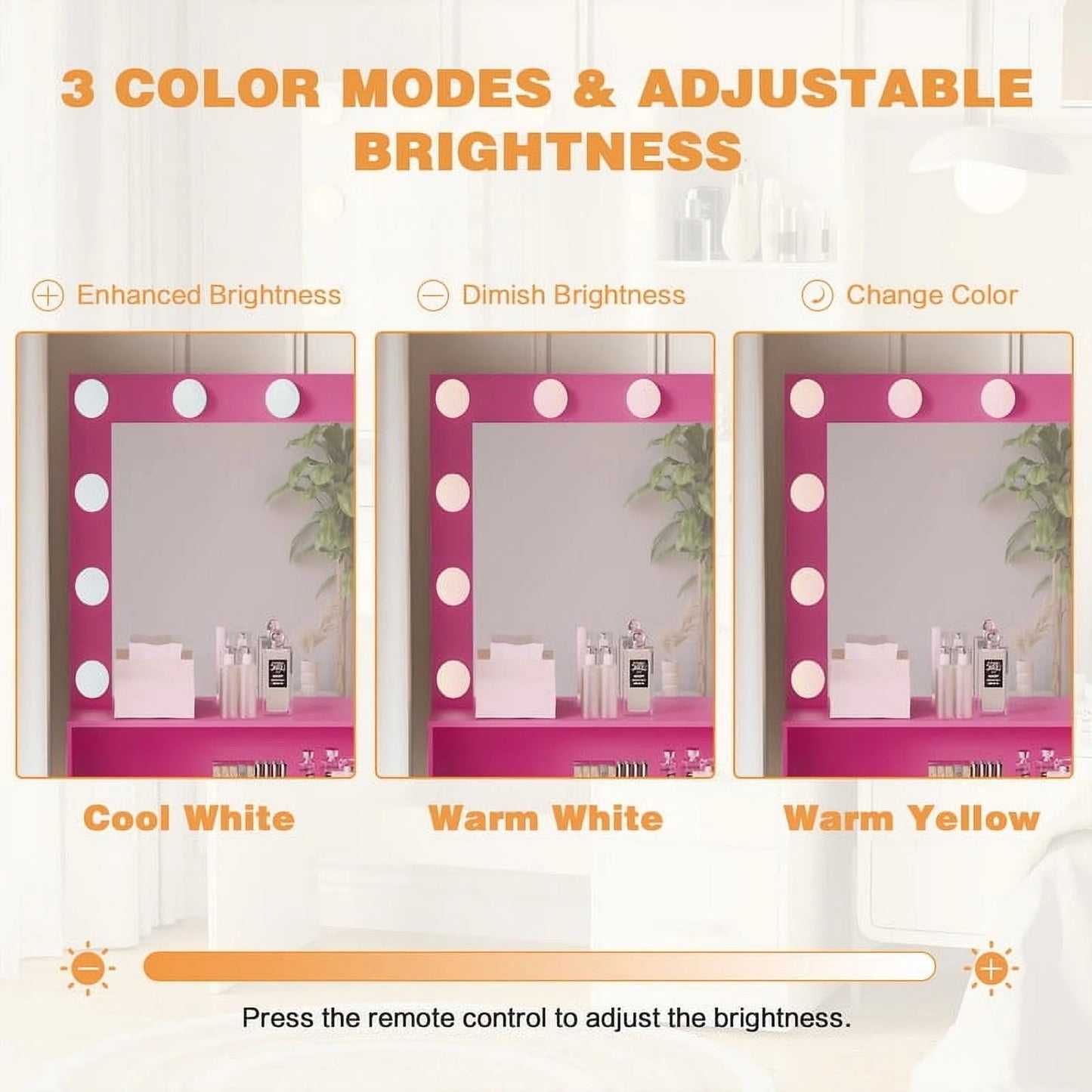Furmax Vanity Desk with Lights and Mirror Makeup Vanity Table Set with Drawer and Power Outlet